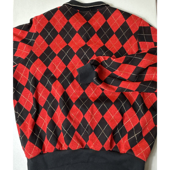 Women’s Vintage Plaid Argyle Sweater Red Black Size M Made in USA Christmas EUC - Picture 6 of 10